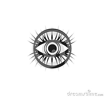 logo on white background, vision eyes simple illustration big eyelashes Cartoon Illustration