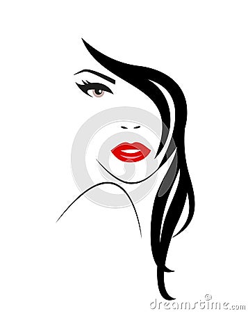 Logo of the Woman with long hair. Vector Illustration