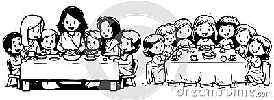 Last supper, vector illustration on a white background. Silhouette shape for laser cnc cutting. Vector Illustration