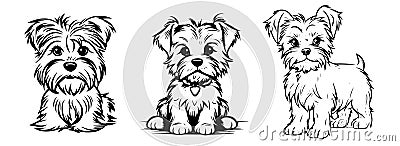 Dogs heads, vector black illustration, silhouette image Vector Illustration