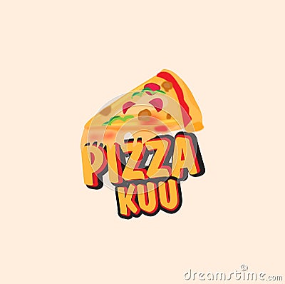 Pizza kuu logo delicious Stock Photo