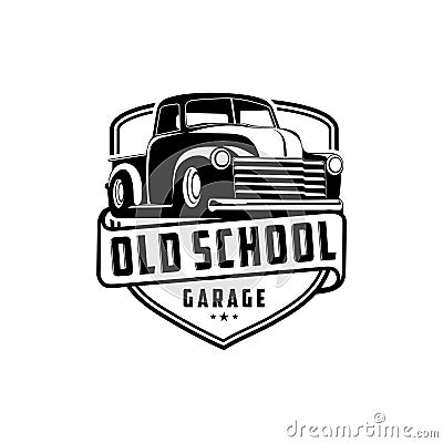 Old school garage truck logo vector Vector Illustration