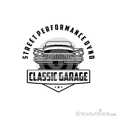 Street performance dyno classic garage logo vector Vector Illustration