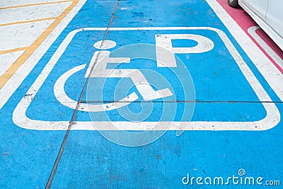 Logos for disabled on parking. handicap parking place sign Stock Photo