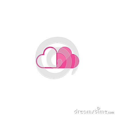 Logos, symbols, icons, clouds, love, storage. Vector Illustration