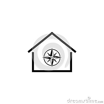 Logos, symbols, icons, home, houses, compasses, navigation, rescue teams, monitoring teams. Vector Illustration