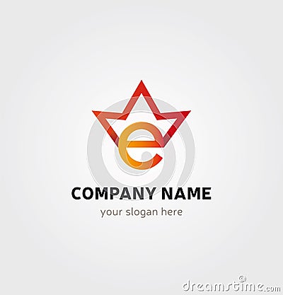 Single Logo Design -E letter with Crown for Company Branding Vector Illustration