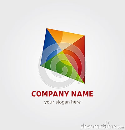 Single Logo Design - Kite multicolored for Company Branding Vector Illustration