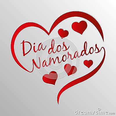 Logotype of Brazilian Valentine`s Day dia dos namorados Vector Illustration