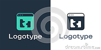 Logotype Broken file icon isolated on white background. Logo design template element. Vector Vector Illustration