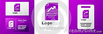 Logotype Document with graph chart icon isolated on white background. Report text file icon. Accounting sign. Audit Vector Illustration