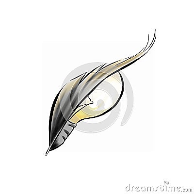 Logotype light bulb and bird feather Vector Illustration