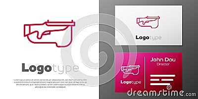 Logotype line Biathlon rifle icon isolated on white background. Ski gun. Logo design template element. Vector Stock Photo