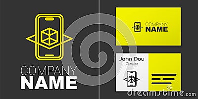 Logotype line 3d modeling icon isolated on grey background. Augmented reality or virtual reality. Logo design template Vector Illustration