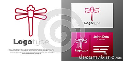 Logotype line Dragonfly icon isolated on white background. Logo design template element. Vector Vector Illustration