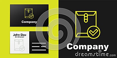 Logotype line Envelope and check mark icon isolated on black background. Successful e-mail delivery, email delivery Vector Illustration