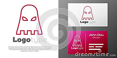 Logotype line Executioner mask icon isolated on white background. Hangman, torturer, executor, tormentor, butcher, headsman icon. Stock Photo