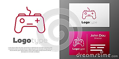 Logotype line Gamepad icon isolated on white background. Game controller. Logo design template element. Vector Vector Illustration