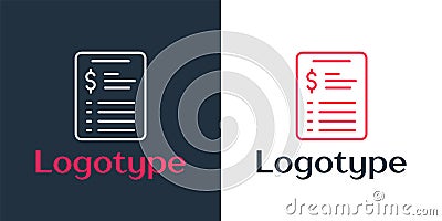 Logotype line Grooming salon price list icon isolated on white background. Logo design template element. Vector Stock Photo