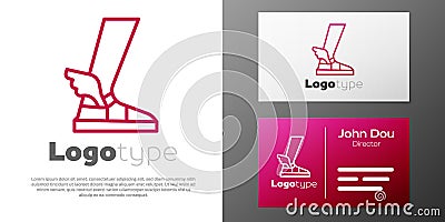 Logotype line Hermes sandal icon isolated on white background. Ancient greek god Hermes. Running shoe with wings. Logo Vector Illustration