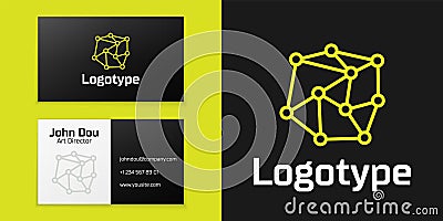 Logotype line Neural network icon isolated on black background. Artificial Intelligence. Logo design template element Vector Illustration