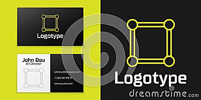 Logotype line Presentation board with graph, schedule, chart, diagram, infographic, pie graph icon isolated on black Vector Illustration