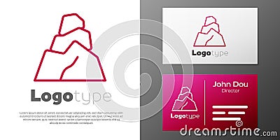 Logotype line Rock stones icon isolated on white background. Logo design template element. Vector Vector Illustration