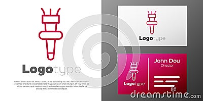 Logotype line Torch flame icon isolated on white background. Symbol fire hot, flame power, flaming and heat. Logo design Vector Illustration