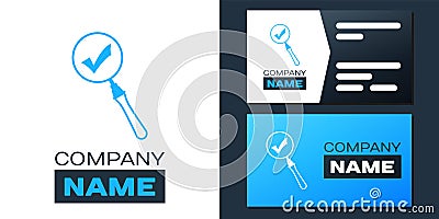 Logotype Magnifying glass and check mark icon isolated on white background. Magnifying glass and approved, confirm, done Vector Illustration