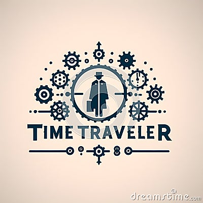 Logotype steampunk time traveler. Stock Photo