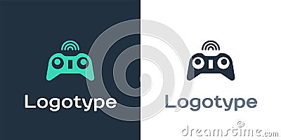 Logotype Wireless gamepad icon isolated on white background. Game controller. Logo design template element. Vector Vector Illustration
