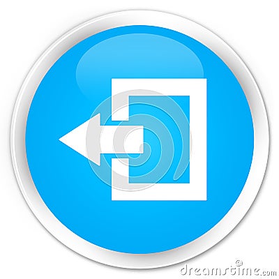 Logout icon premium cyan blue round button Cartoon Illustration