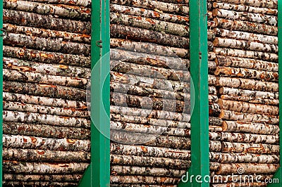 Logs are transported in wagons Stock Photo