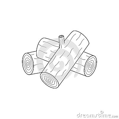 Logs, wood outline icon vector Vector Illustration