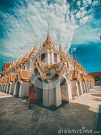 Loha Prasat temple in Bangkok old town in Thailand Editorial Stock Photo
