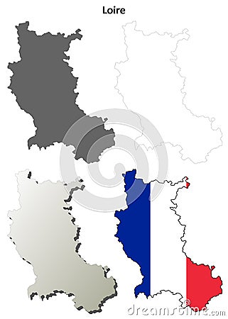 Loire, Rhone-Alpes outline map set Vector Illustration