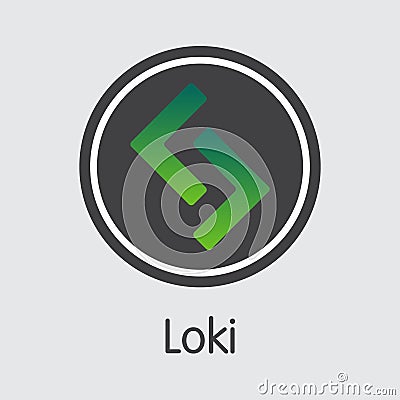 Loki Crypto Currency Coin. Vector Symbol of LOKI. Vector Icon Vector Illustration