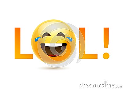 Lol emoji icon smile face. Emoticon joke happy cartoon funny lol emoji illustration Vector Illustration