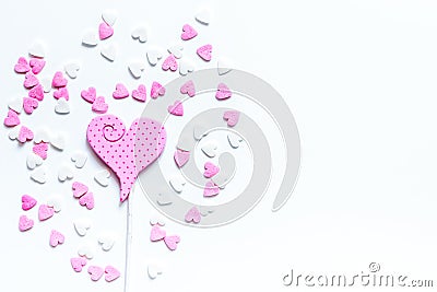 Lollipop design with sugar candys on white background top view mockup Stock Photo