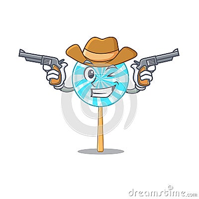 Lollipop dressed as a cowboy holding guns Vector Illustration