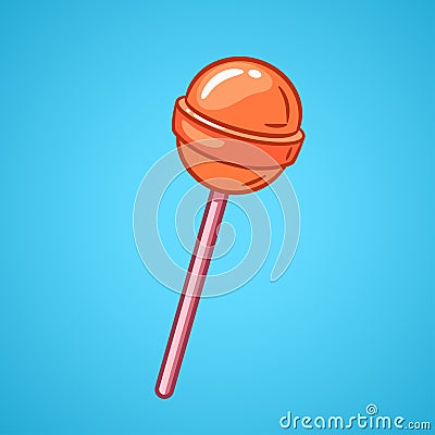 Lollipop illustration. Orange candy hand-drawn vector illustration Vector Illustration