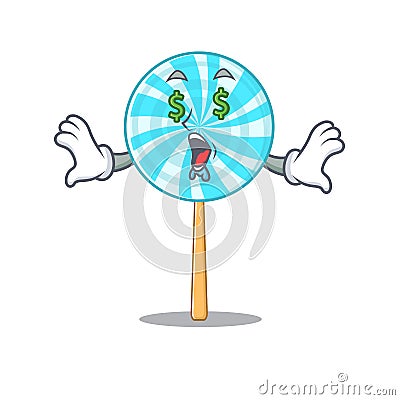 Lollipop money eye in a mascot candy basket Vector Illustration