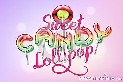 Lollipop sweet candy colorful alphabet font Vector Illustration