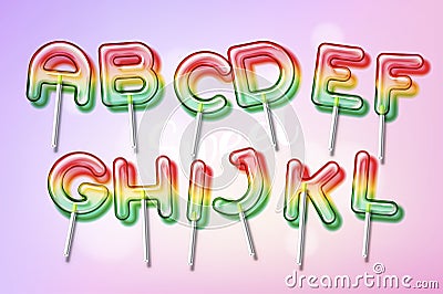 Lollipop sweet candy colorful alphabet font Vector Illustration