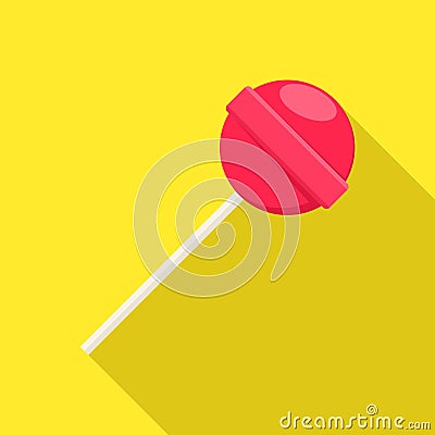 Lollipop sweet food. Red sugar candy dessert. Vector Illustration