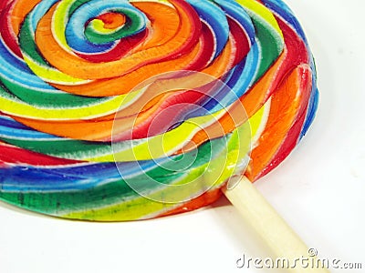 Cropped Rainbow Lollipop Swirl Isolated Stock Photo