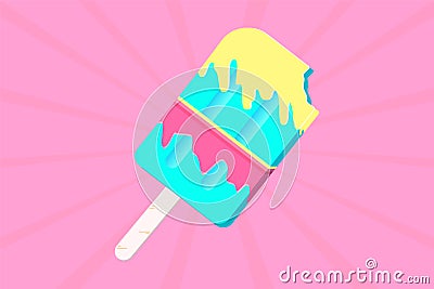 Ice cream lollipop with syrup illustration Cartoon Illustration