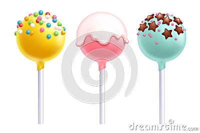 Lollipops cake pops set vector illustration. Vector Illustration