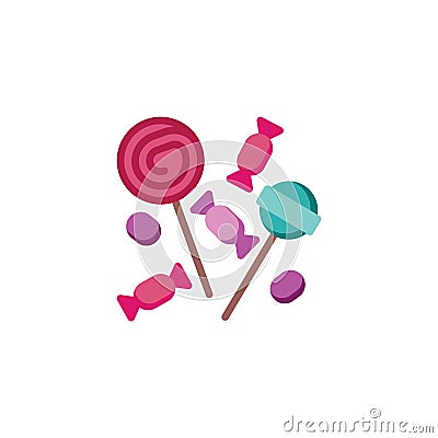 Lollipops candies and sweets flat icon Vector Illustration