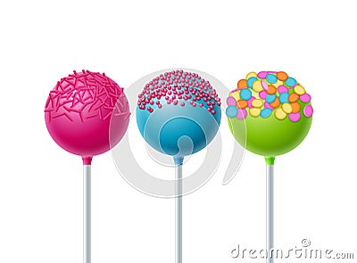 Lollipops candy dessert food background. Vector lollipop object isolated Vector Illustration